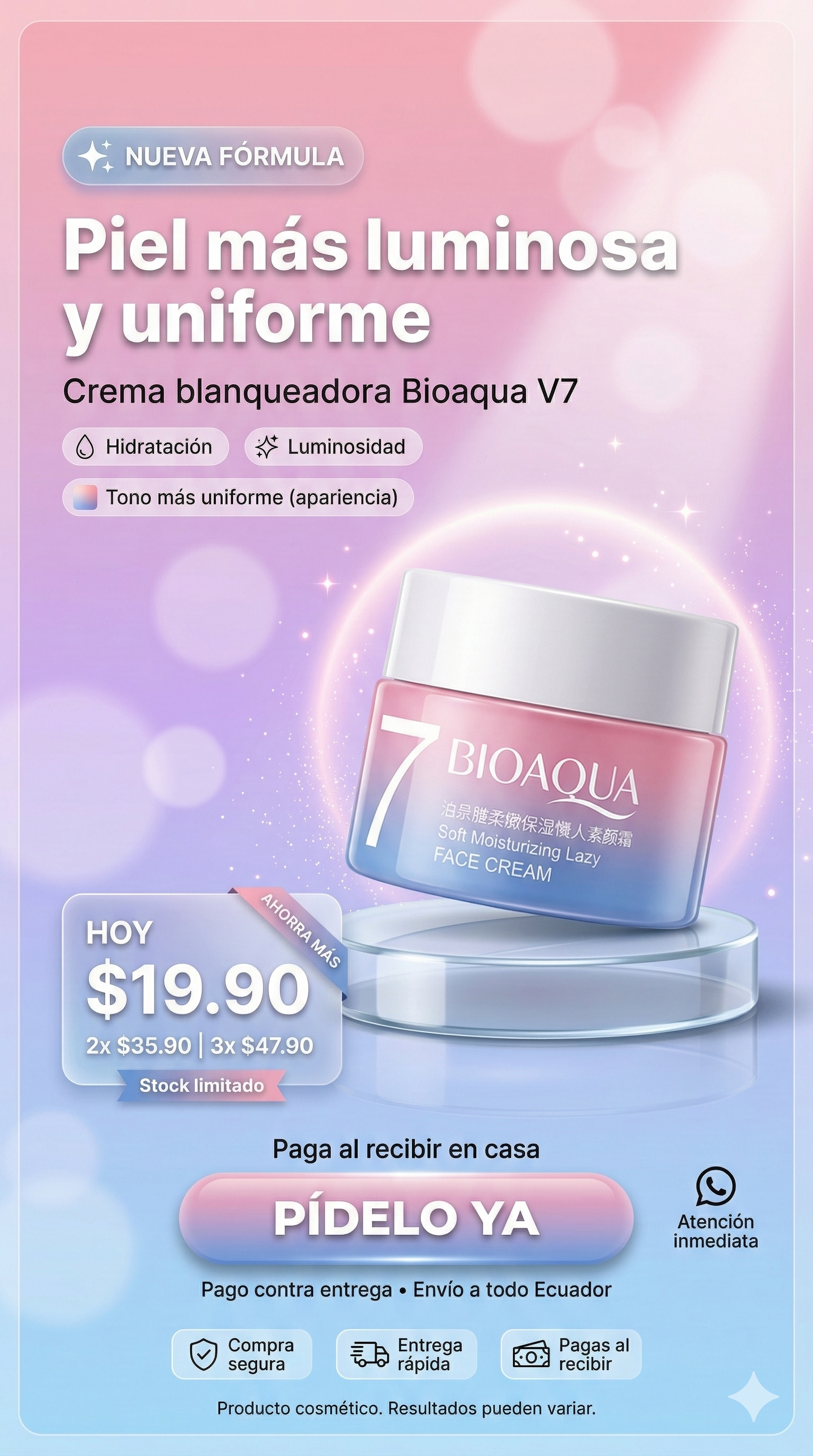 Crema blanqueadora Bioaqua V7